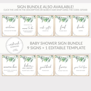 Geometric Silver Greenery Printable Favors Sign INSTANT DOWNLOAD, Birthday, Bridal Shower, Baby Shower, Wedding Decorations - GFS100 - @PlumPolkaDot 