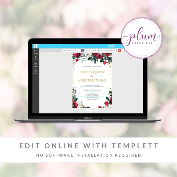 Christmas Wedding Invitation Suite Template, Printable Winter Wedding ...