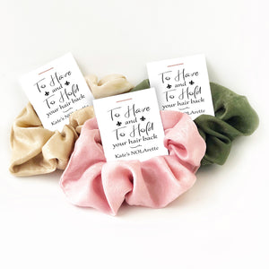 New Orleans Bachelorette Party Favors, NOLArette Scrunchie Favors, Nola Bachelorette Favors, Nola Bach Hair Tie Favors - @PlumPolkaDot 