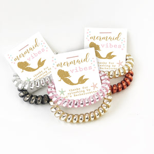 Mermaid Bachelorette Party Favors, Mermaid Vibes, Spiral Hair Ties - @PlumPolkaDot 