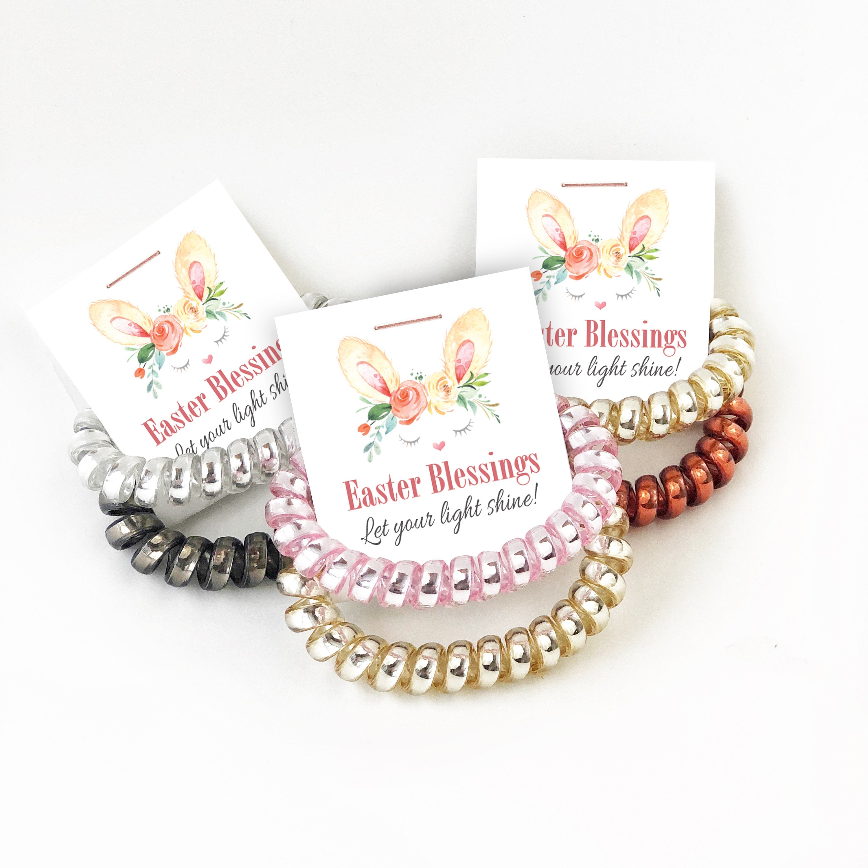 Easter Basket Stuffers, Spiral Hair Ties - B100 - @PlumPolkaDot 