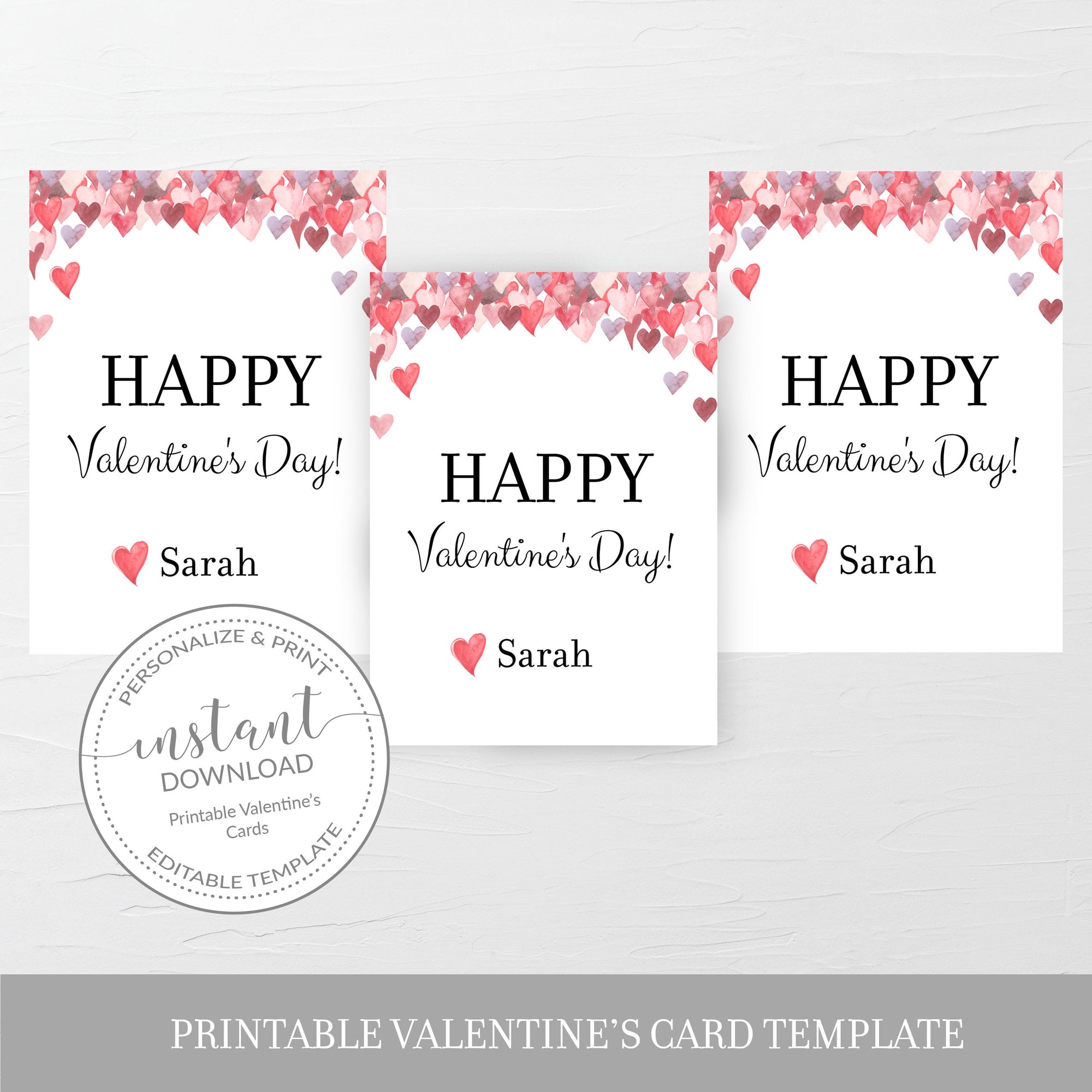 Valentine Day Card For Kids Template, Printable DIY Valentines Day Card,  Editable INSTANT DOWNLOAD - V100