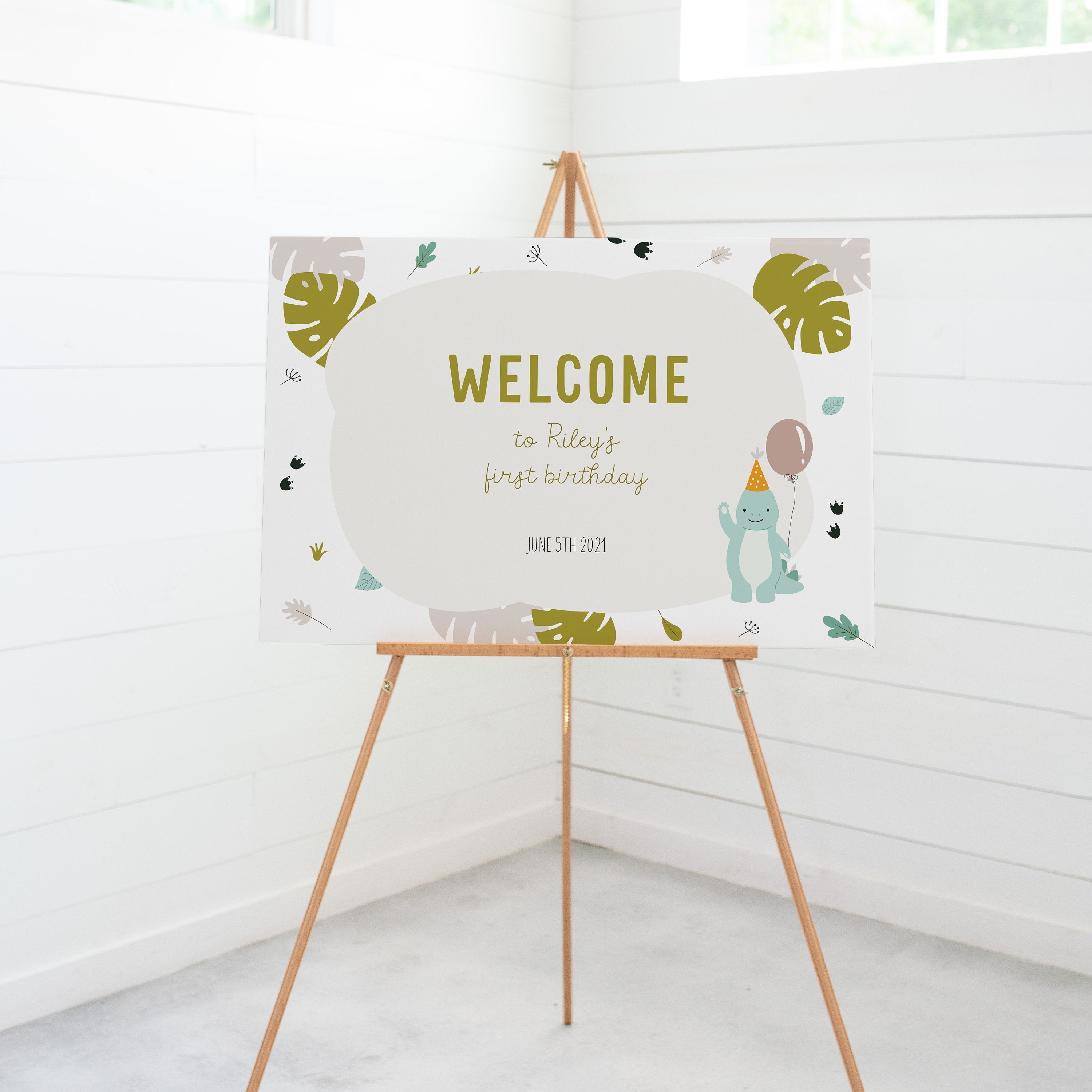 Girl Dinosaur Birthday Welcome Sign Template, Dinosaur Party Printables Decor, Pink Dinosaur Party Welcome Sign, DIGITAL DOWNLOAD - LD100