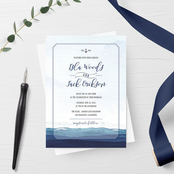 The Love Anchors the Soul Wedding Invitation selling and RSVP Postcard, Nautical Wedding Invitation, Anchor Wedding Invite, Customized Invitation