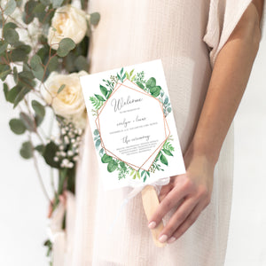 Rose Gold Greenery Wedding Ceremony Program Template, Wedding Programs Greenery, Editable Wedding Program, 5x7 DIGITAL DOWNLOAD - GFRG100