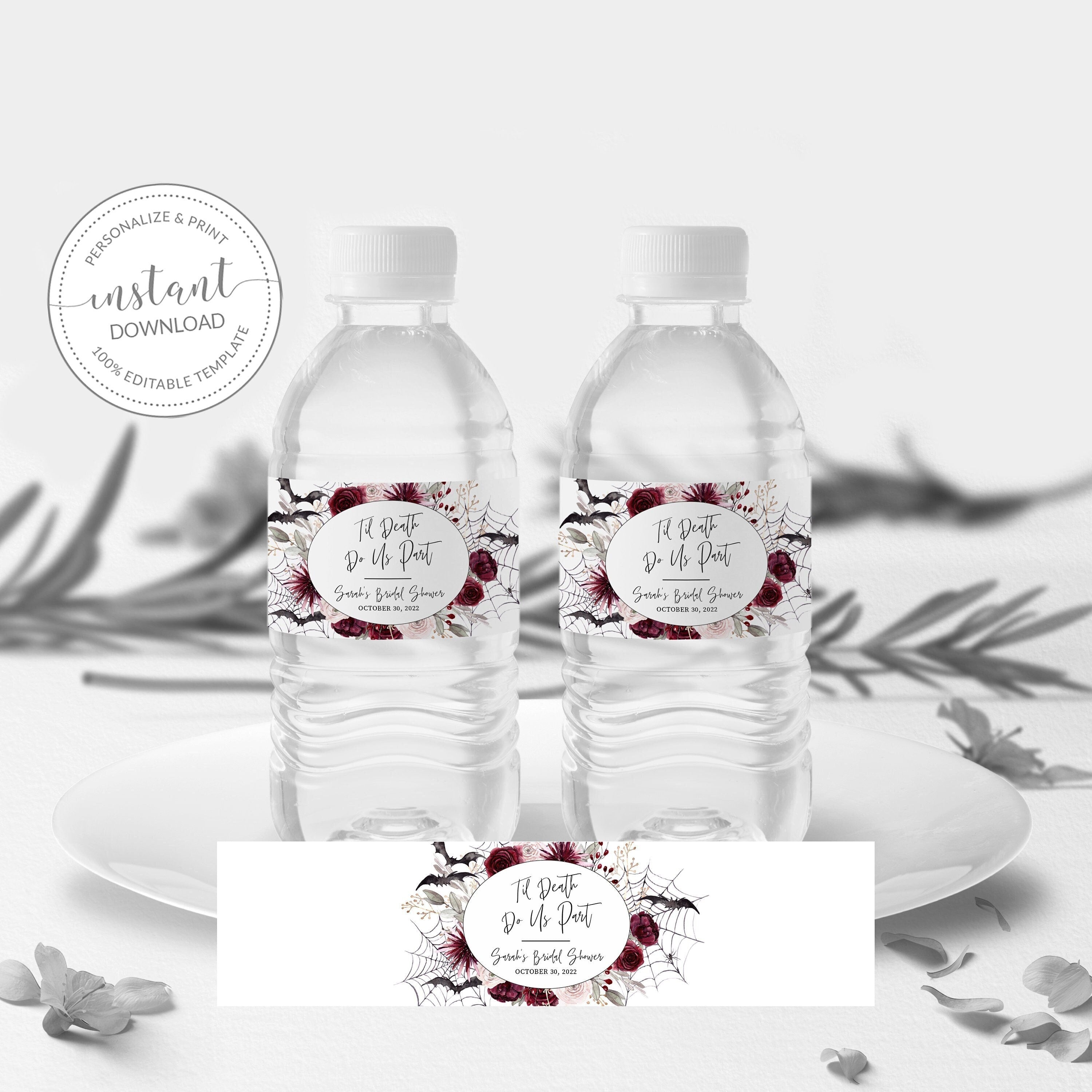 Halloween Bridal Shower Water Bottle Labels Template, Gothic Bridal Shower, Til Death Do Us Part Drink Label, INSTANT DOWNLOAD H100